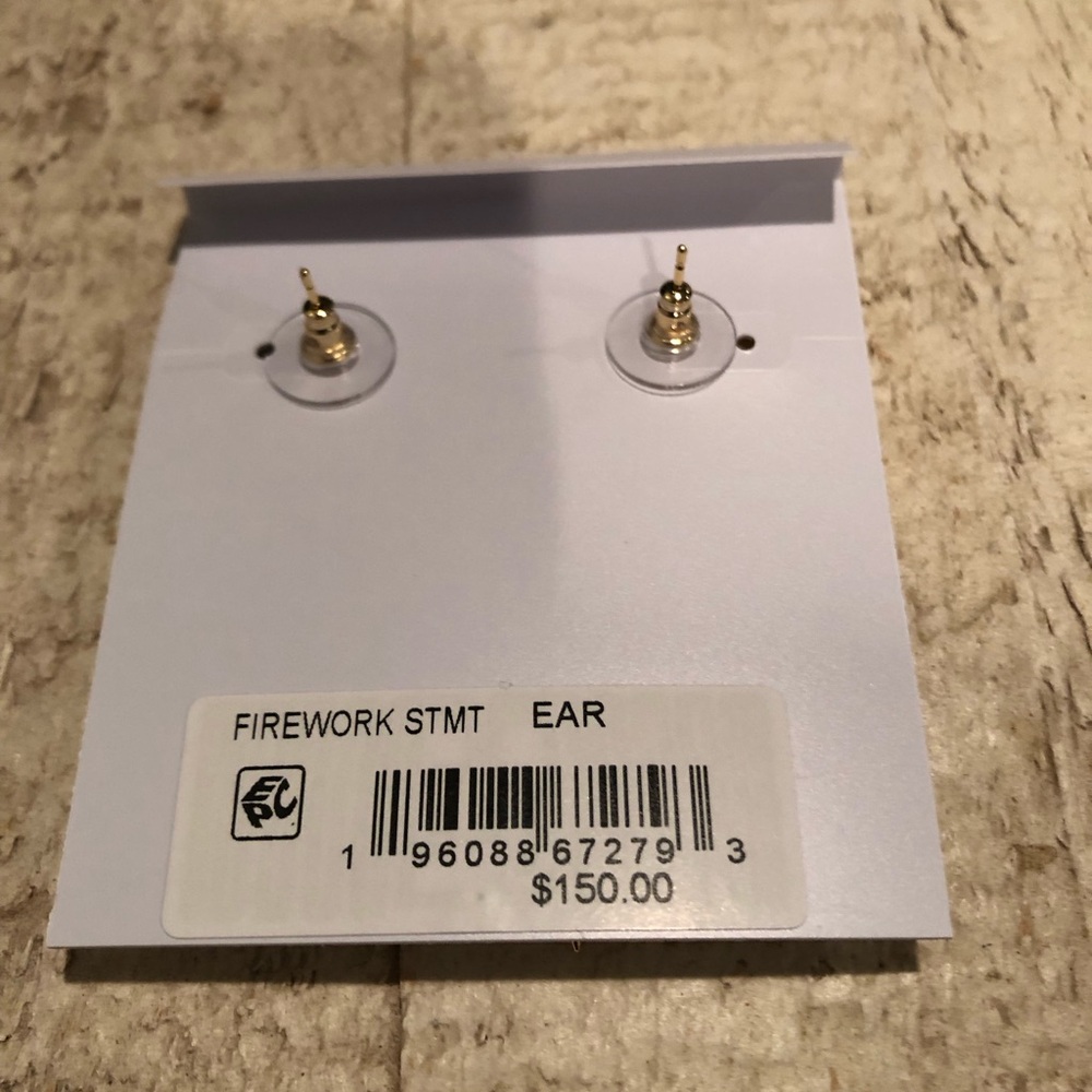 Kendra Scott - Firework Gold Statement Earrings White CZ. 4th of July earrings - Picture 4 of 4